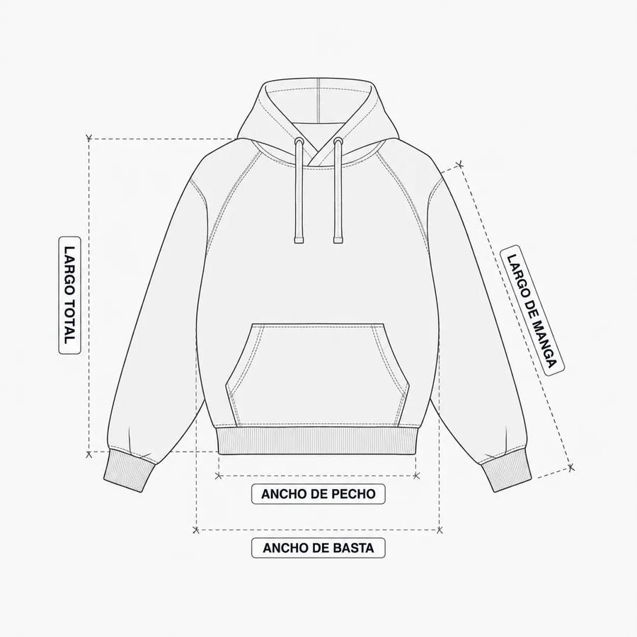 Esquema de medidas de Hoodie Brutal Acid Wash Marley